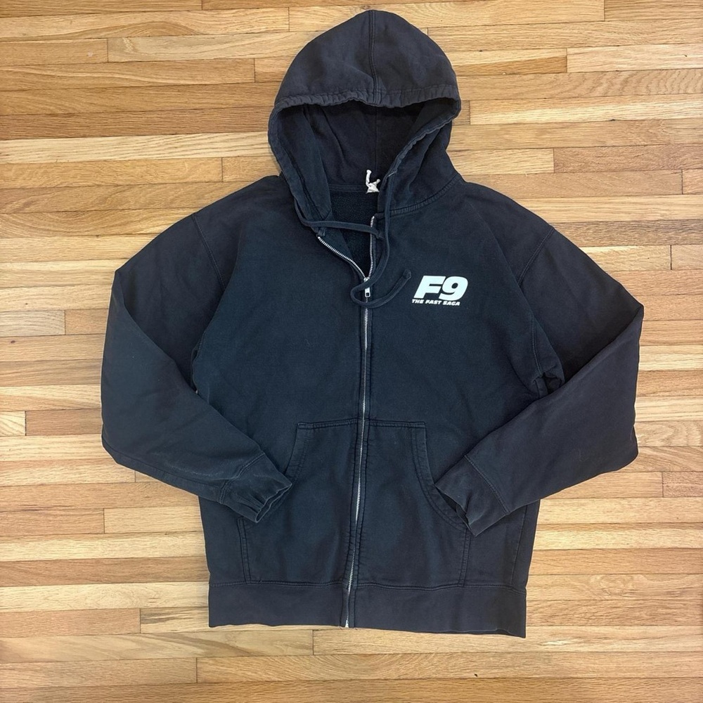 Black F9 Zip-Up Hoodie